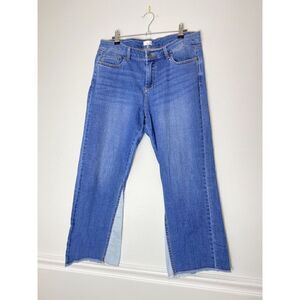 Ecru Brand Women’s Jeans Sz 10 Wide Leg Cropped Two Time Inset High Rise Denim